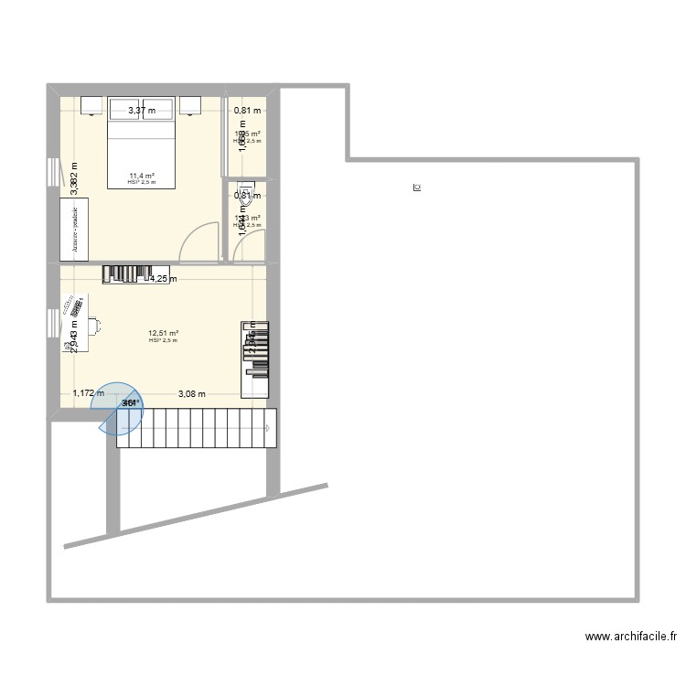 Maison Saint Sulpice - Etage. Plan de 4 pièces et 27 m2