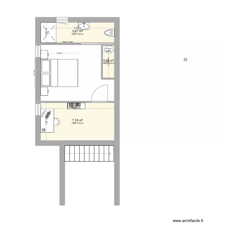 Maison Saint Sulpice - Etage. Plan de 3 et 12 m² Maison Saint Sulpice - Etage. Plan de 3 et 12 m²