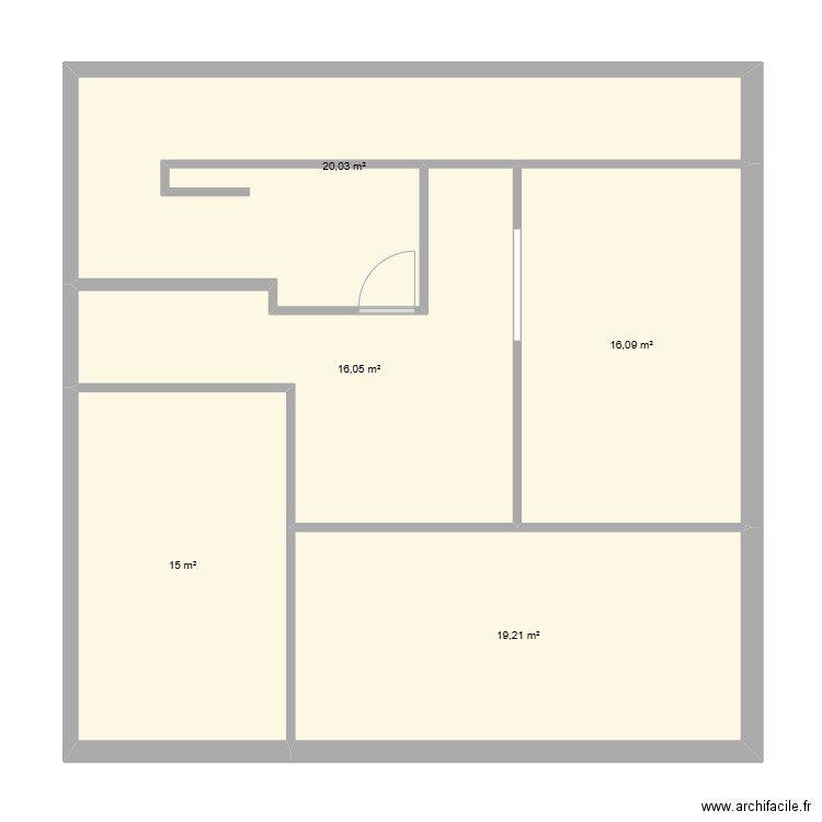 RDCD. Plan de 5 pièces et 86 m2