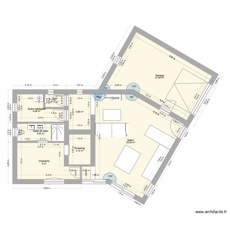 plan de masse rdc. Plan de 8  et 77 m²