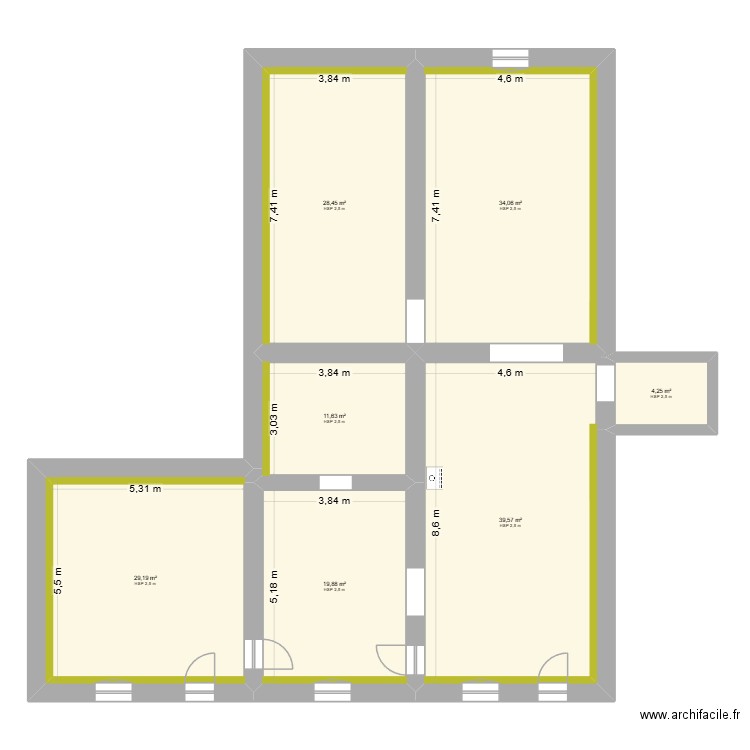sally. Plan de 7 pièces et 167 m2