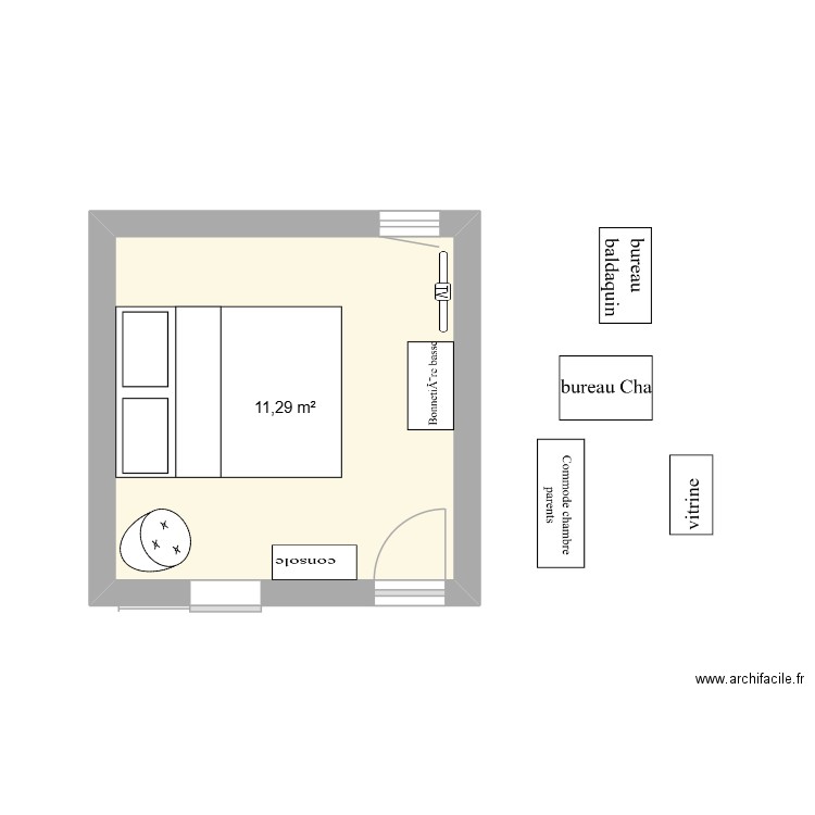 CHAMBRE NOUS MARSEILLAN BONNETIERE. Plan de 1 pièce et 11 m2
