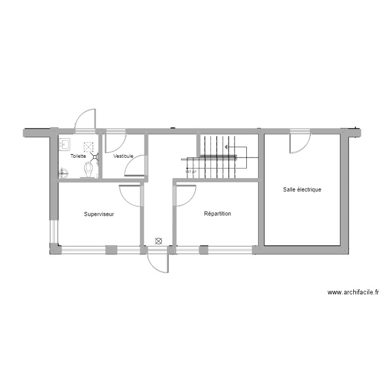 Plan rez-de-chaussée 1400 Louis-Marchand. Plan de 6 pièces et 56 m2