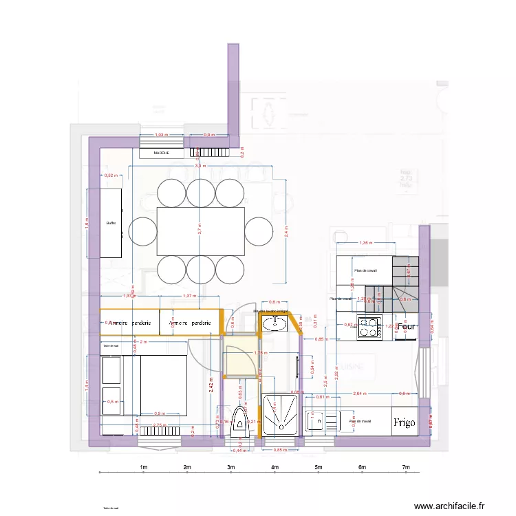 plan meubl&eacute; version M Zeler. Plan de 2  et 2 m²