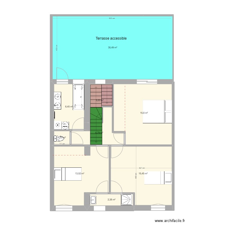 BE-ETAGE_Benoit_modif4. Plan de 9 pièces et 98 m2