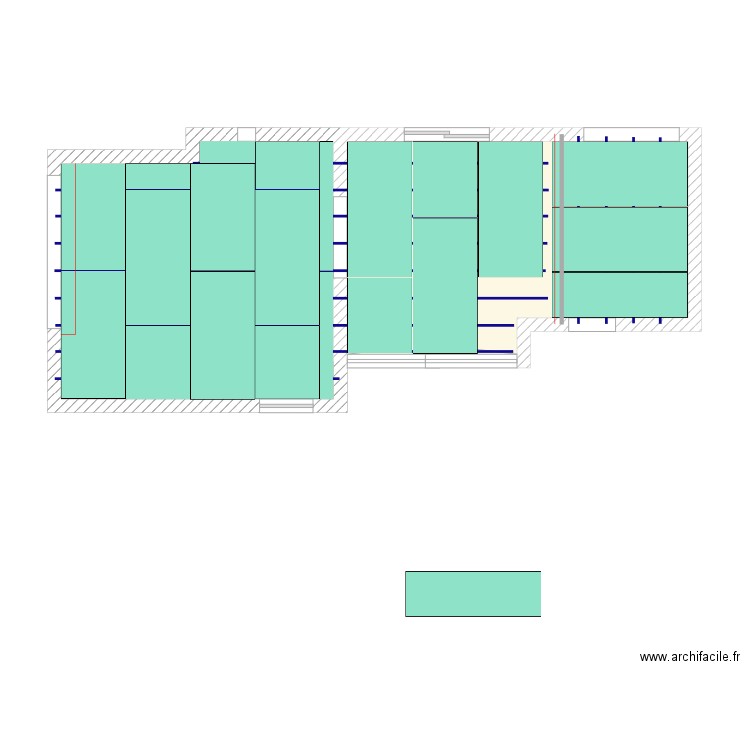 Calepinage Salon SàM. Plan de 2 pièces et 45 m2