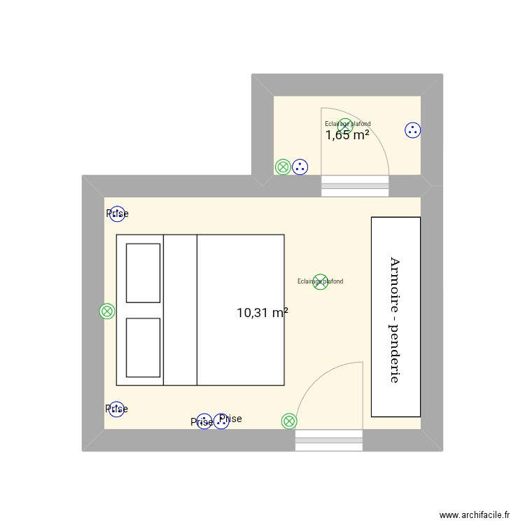 exemple_type_pice_avepozo. Plan de 2 pièces et 12 m2