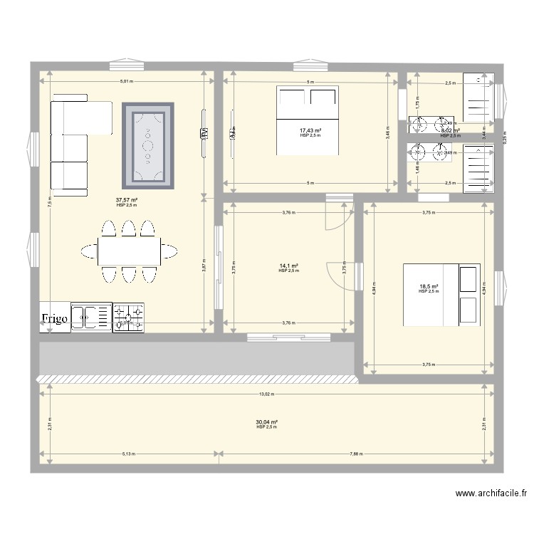 Maison à Boulal 3 V1. Plan de 7 pièces et 134 m2