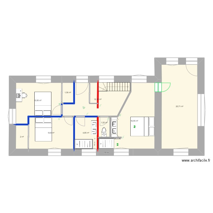 Habitation V JSA. Plan de 13 pièces et 170 m2