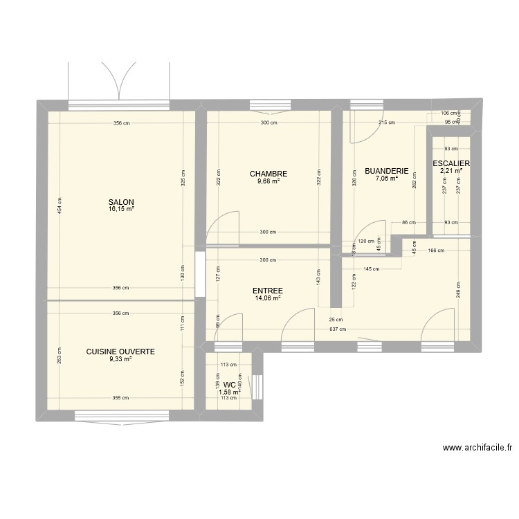 MaisonRDCApres. Plan de 7 pièces et 60 m2