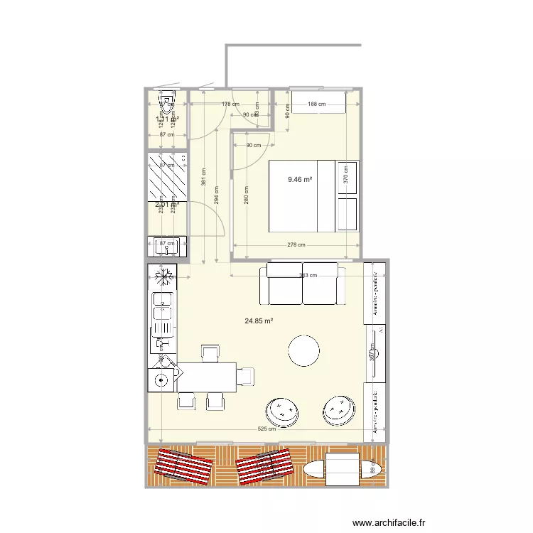 Heol R&eacute;el cuisine salon droite V1. Plan de 
