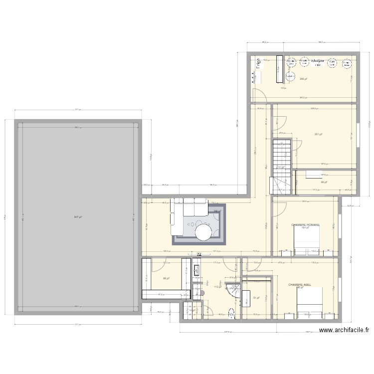 Sous-sol version 1 - 5. Plan de 12 pièces et 230 m2