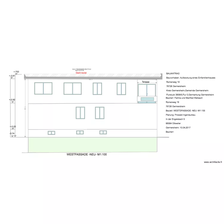 Wallasch  OSTFASSADE. Plan de 