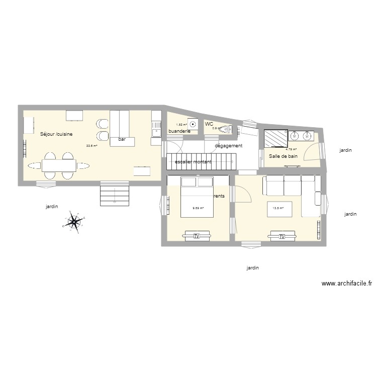 Chirassimont rez de jardin demain. Plan de 0 pièce et 0 m2