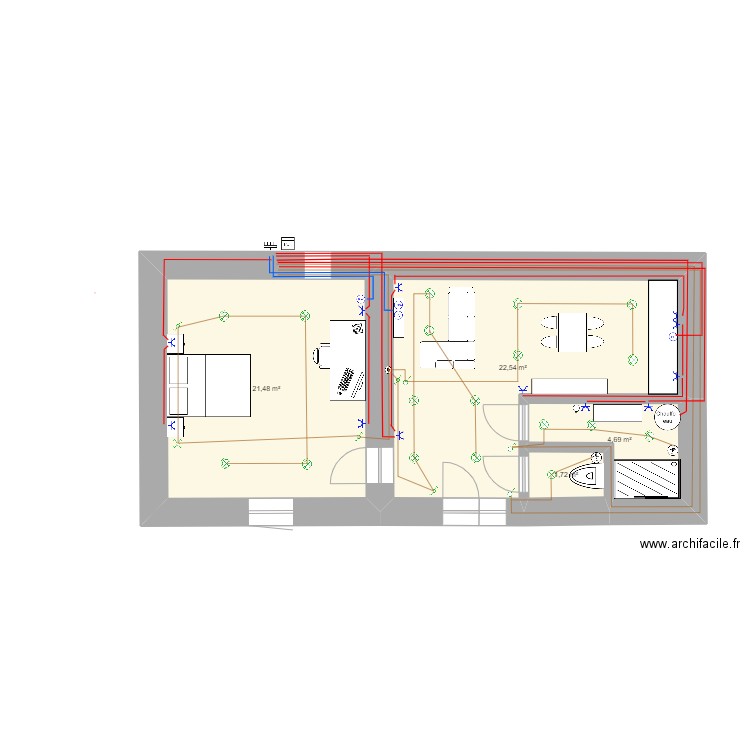 valentin. Plan de 4 pièces et 50 m2