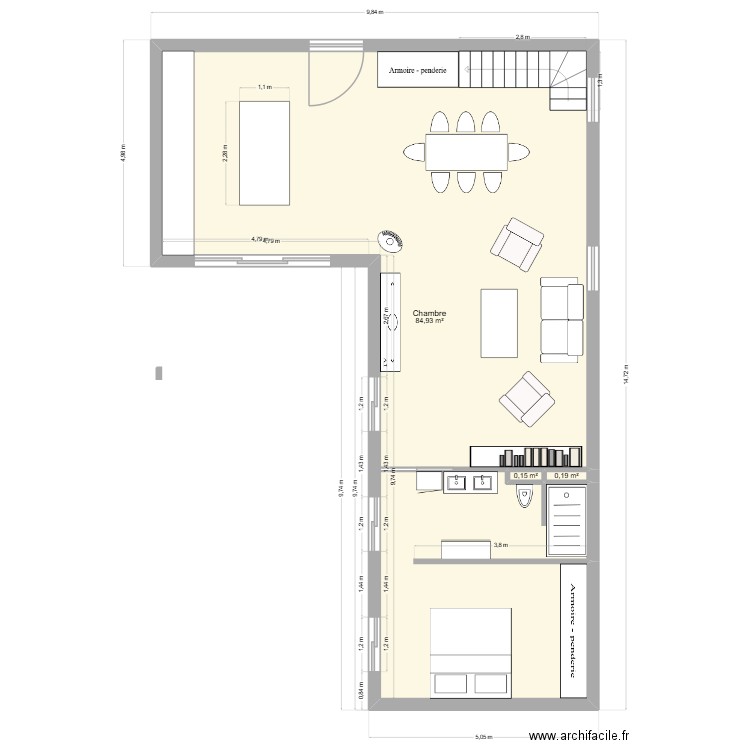 NOUS 2. Plan de 3 pièces et 85 m2