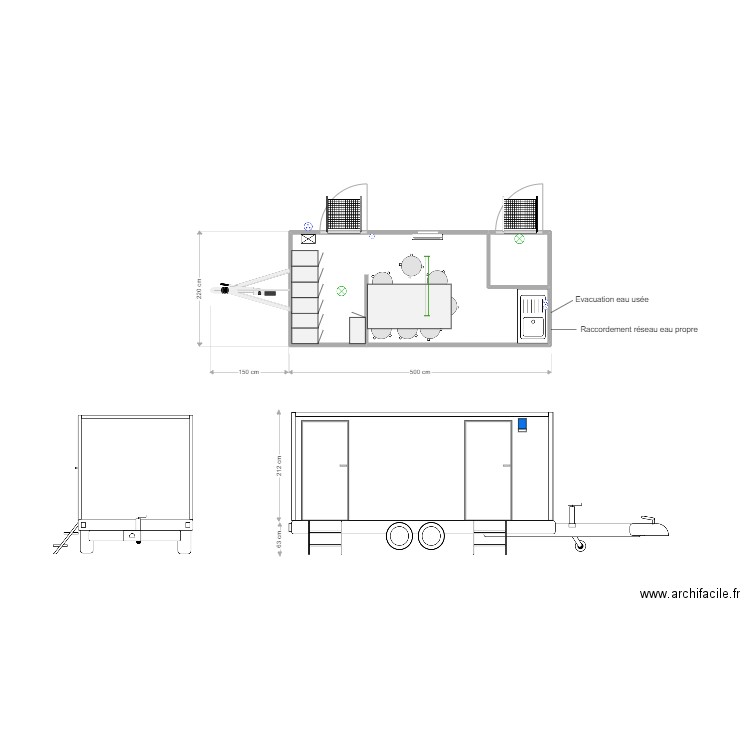 Roulotte du nord - 8 places. Plan de 2 pièces et 10 m2