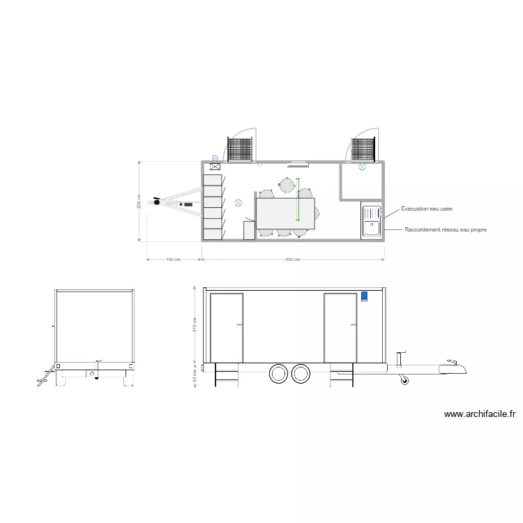Roulotte du nord - 8 places. Plan de 