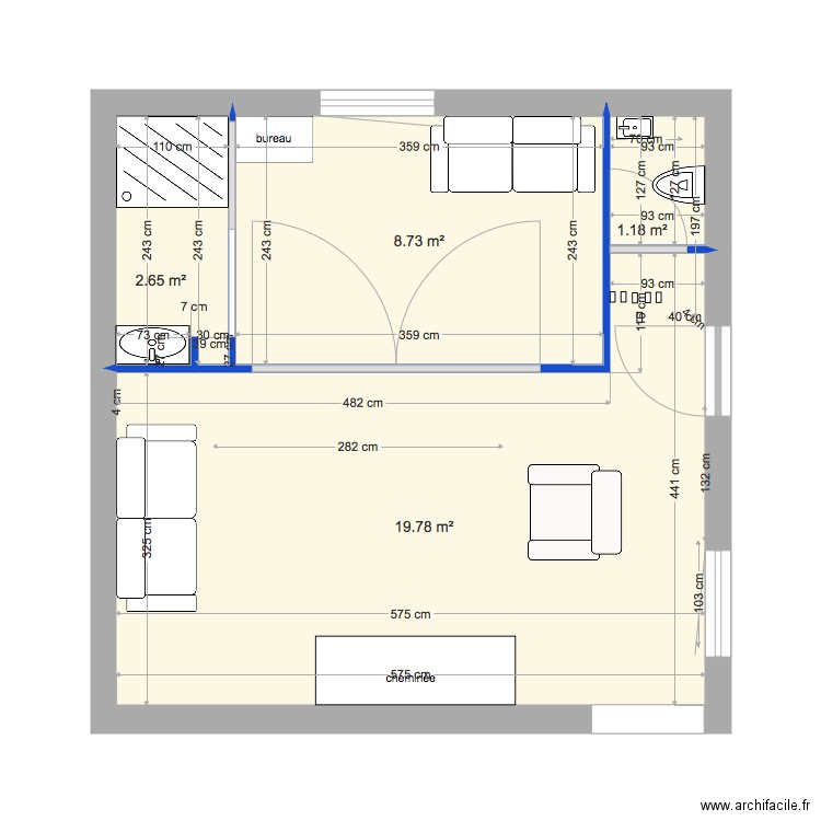 salon et sdb bis wc à part autre sens. Plan de 0 pièce et 0 m2