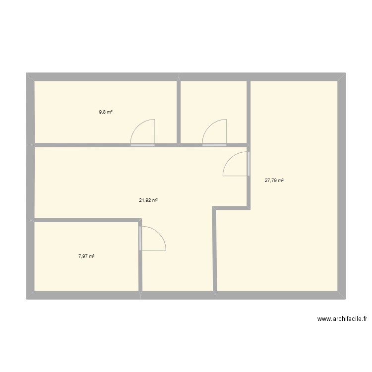 cabinet. Plan de 4 pièces et 67 m2