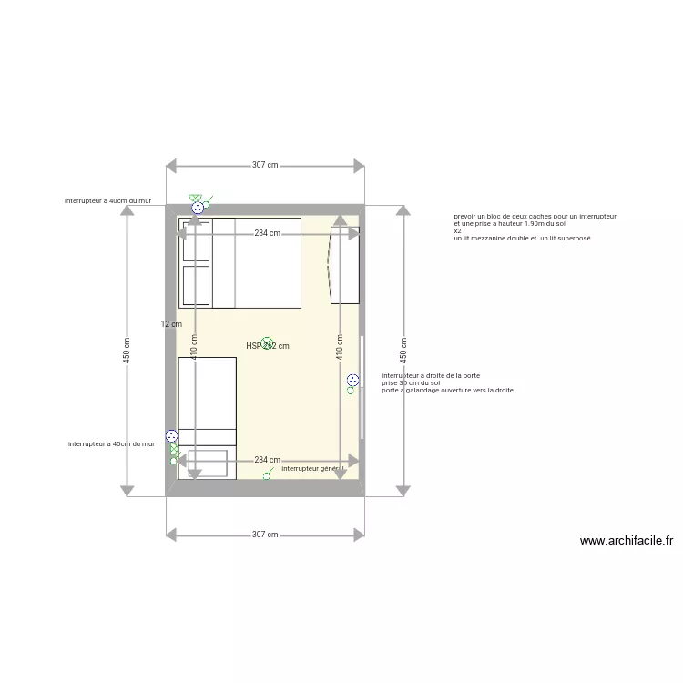 chambre enfant. Plan de chambre enfant. Plan de