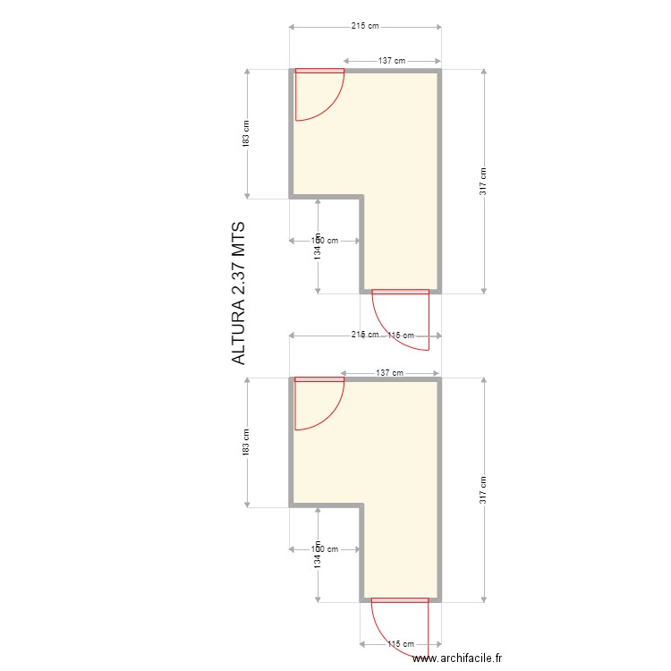 FABRICIO COCINA. Plan de 2 pièces et 10 m2