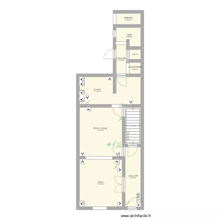 electricit&eacute; salon salle a manger. Plan de 
