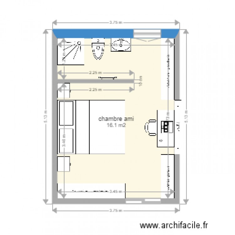 chambre ami. Plan de 0 pièce et 0 m2