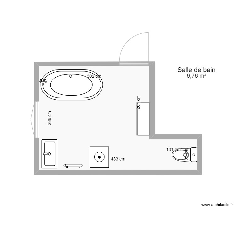 salle de bain MJT 2. Plan de 1 pièce et 10 m2