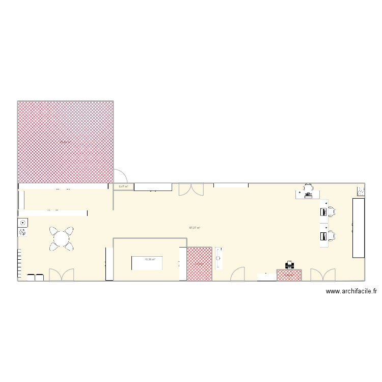 Bureau Terrain. Plan de 5 pièces et 138 m2