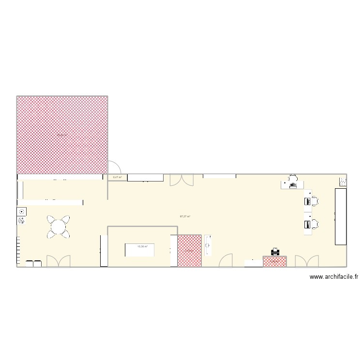 Bureau Terrain. Plan de 6 pièces et 138 m2