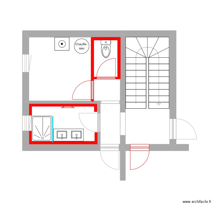 MOREAU SDB RDC. Plan de 5 pièces et 21 m2