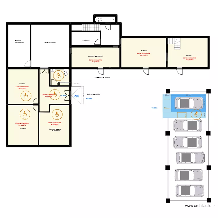ABCD Rez de chauss&eacute;e Acc/ERP. Plan de 