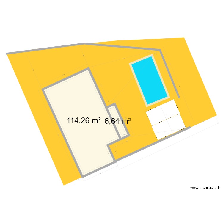 mur 2. Plan de 2 pièces et 121 m2