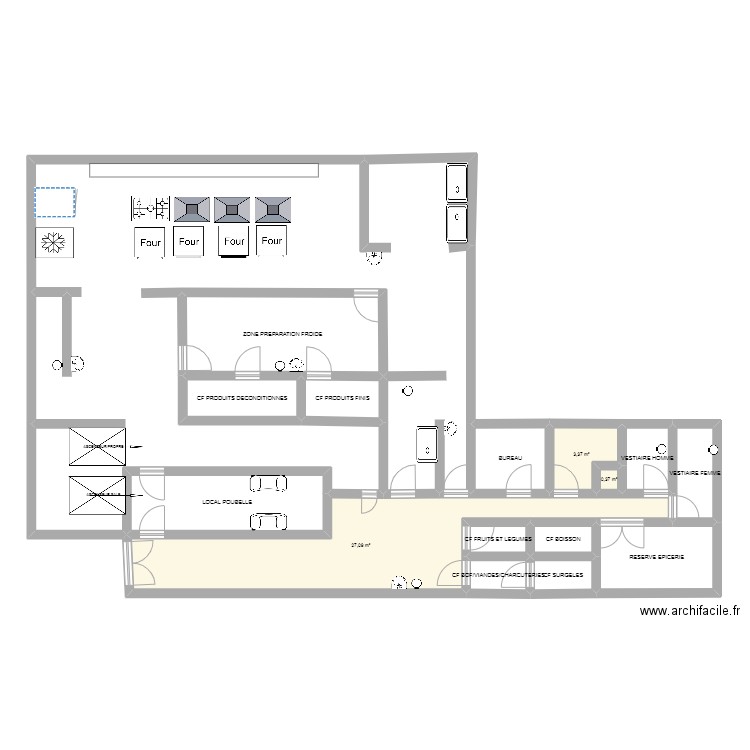 Plan cuisine Sogeres. Plan de 16 pièces et 198 m2