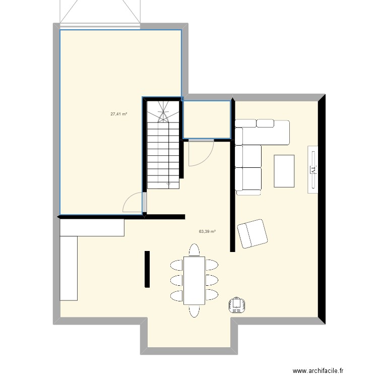 LOT 1. Plan de 2 pièces et 91 m2