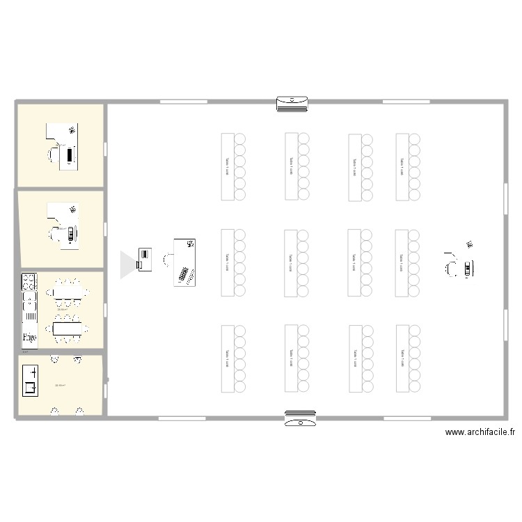 PROJET SALLE FORMATION  Plan 5 pièces 100 m2 dessiné par ziboudine