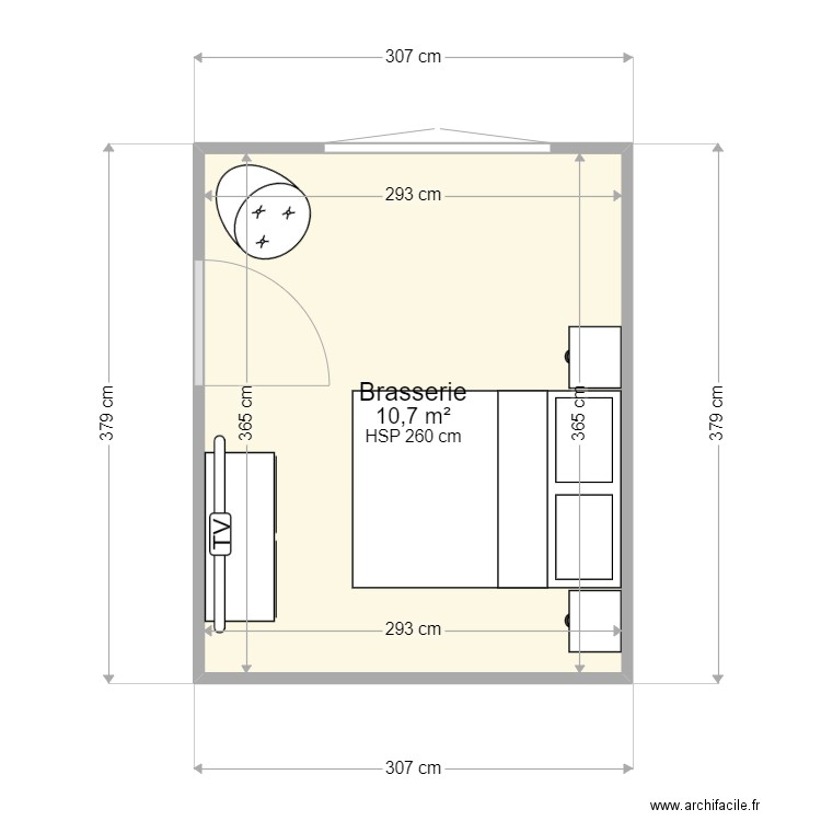 Chambre Parent V2. Plan de 1 pièce et 11 m2