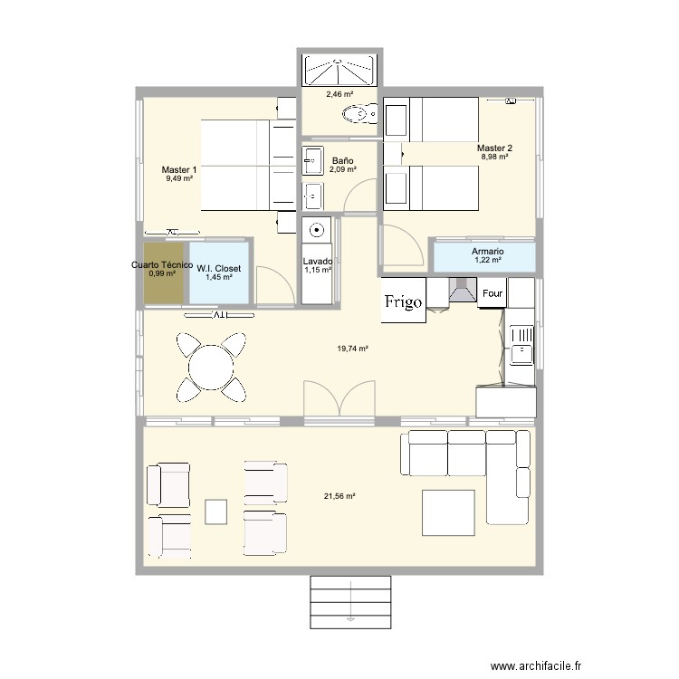 Mini con Terraza 2. Plan de 10 pièces et 69 m2