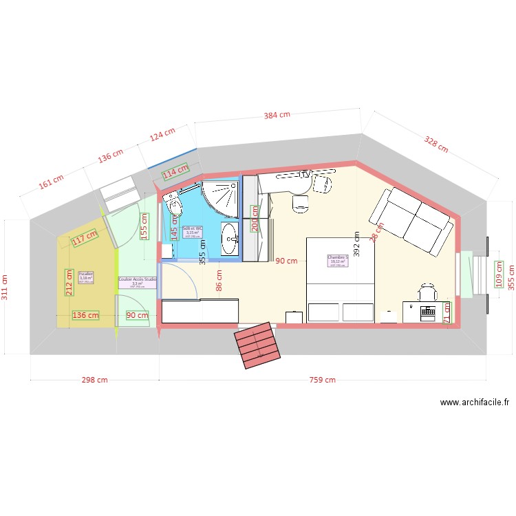 MarSylTour4étageBasePlanTravauxV2. Plan de 4 pièces et 29 m2