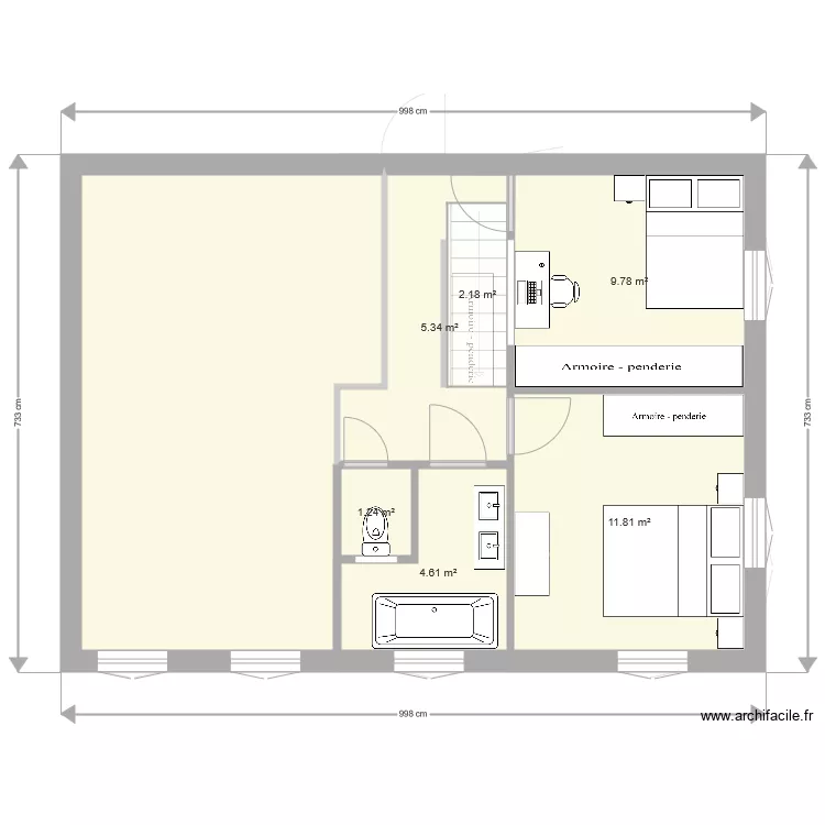 V3 avec &eacute;tage. Plan de 