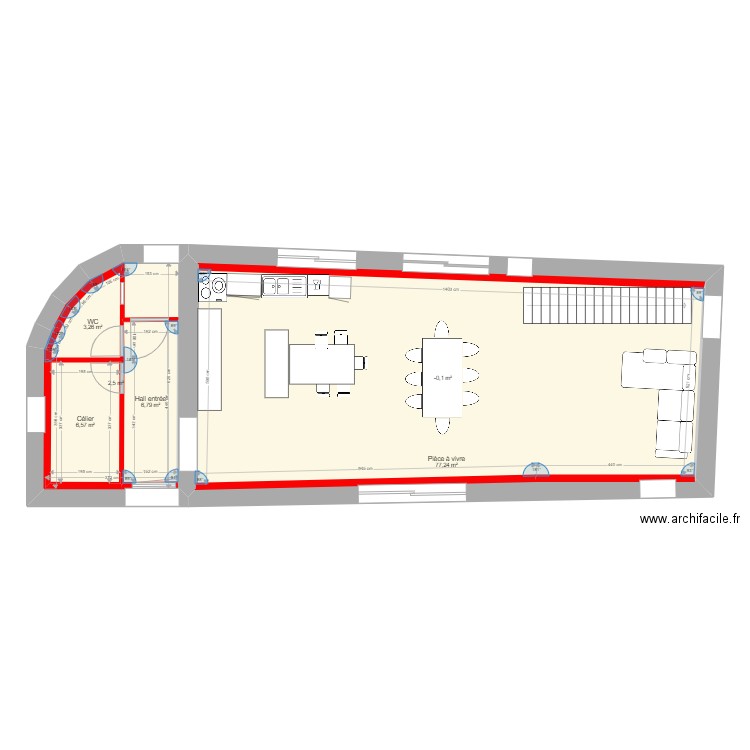 plan entrée cuisine salon new. Plan de 0 pièce et 0 m2