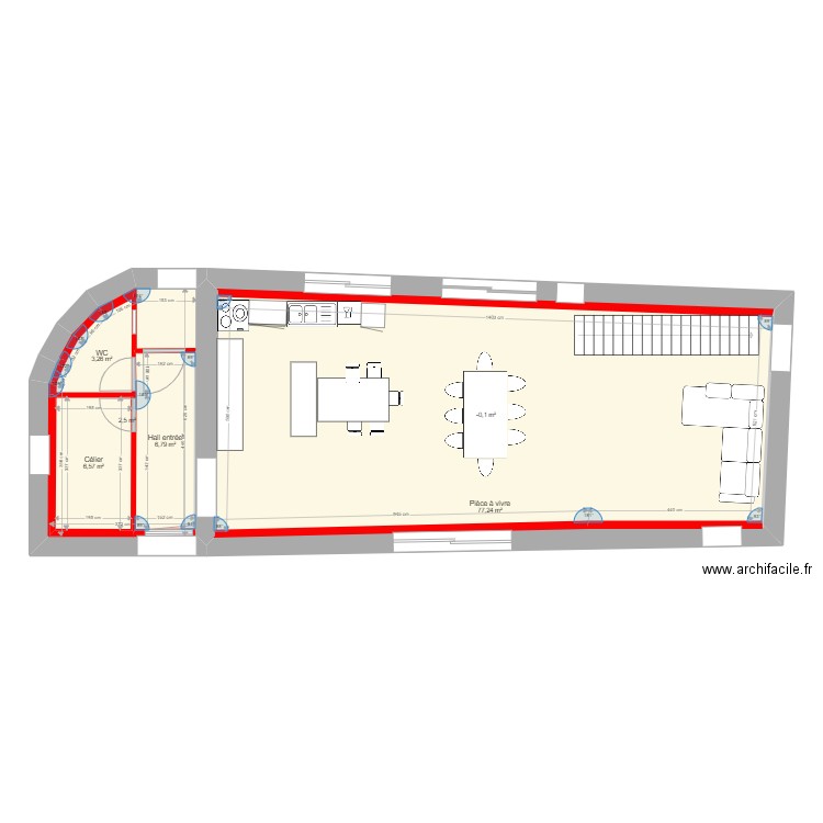 plan entrée cuisine salon new. Plan de 6 pièces et 197 m2