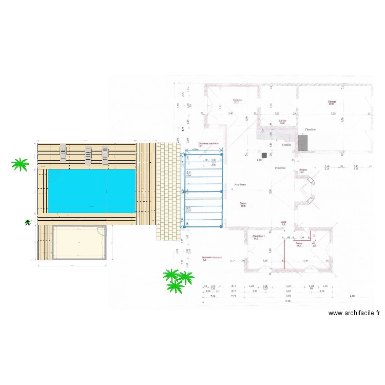 plan piscine cotations 1. Plan de 0 pièce et 0 m2