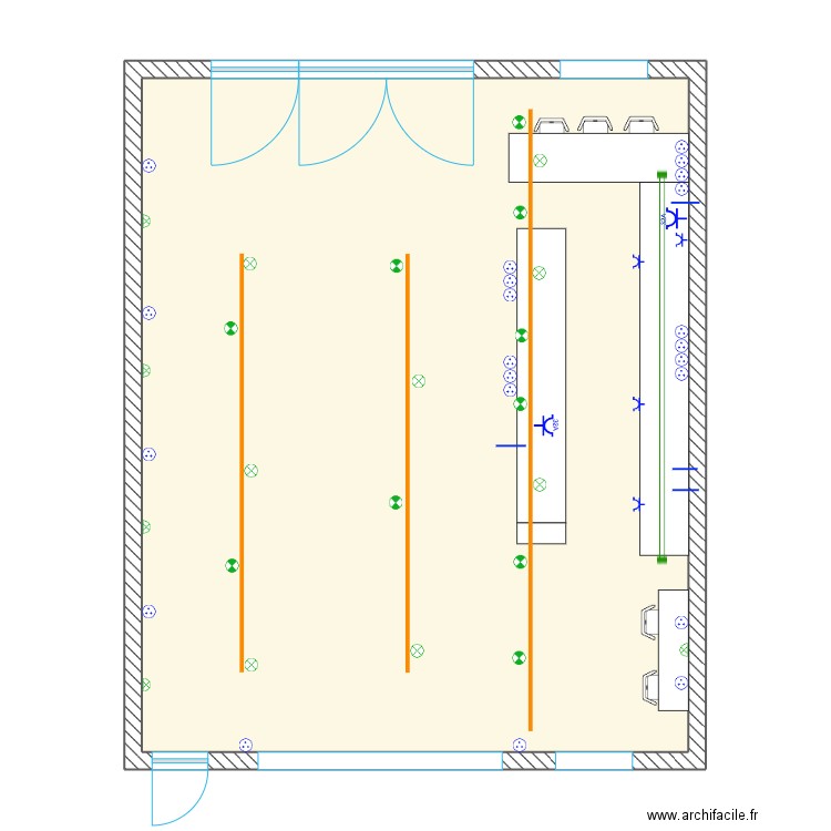 Plan.Elec. Plan de 1 pièce et 76 m2