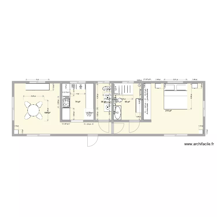 Longue maison . Plan de 
