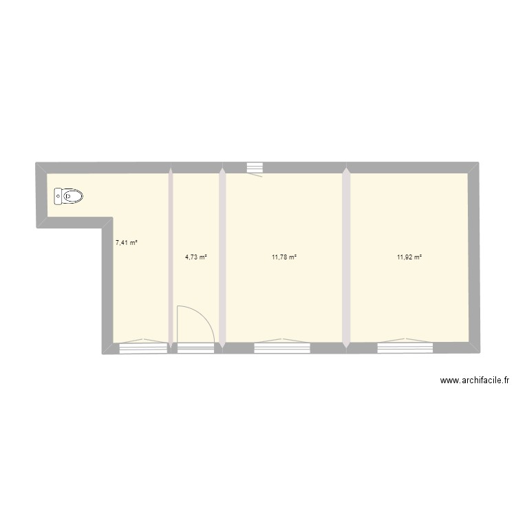 Gîte plan base. Plan de 4 pièces et 36 m2