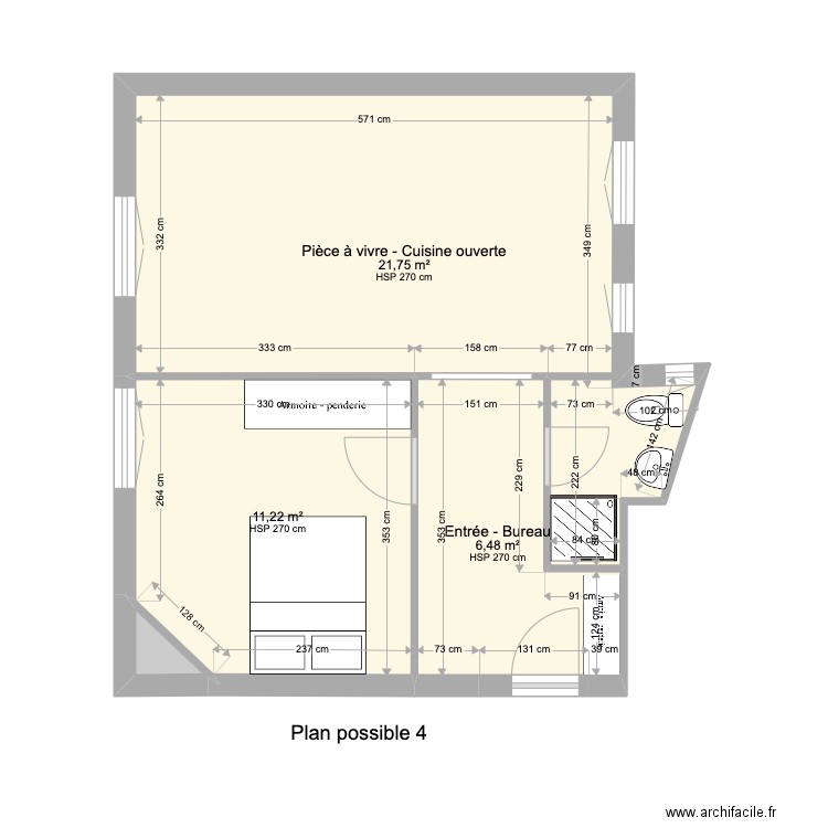 260 FSM POUGET T4£. Plan de 4 pièces et 40 m2