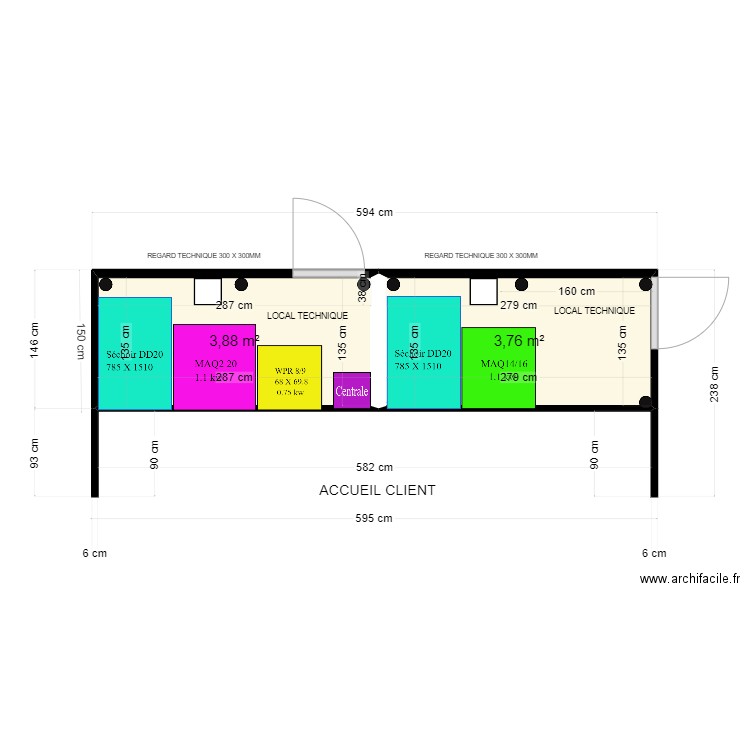 KIOSQUE DOUBLE  M3. Plan de 2 pièces et 8 m2