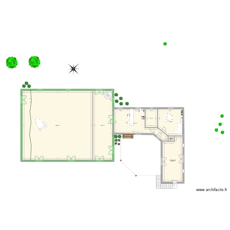 salle gite avec sanitaires carrée idée 2. Plan de 7 pièces et 262 m2